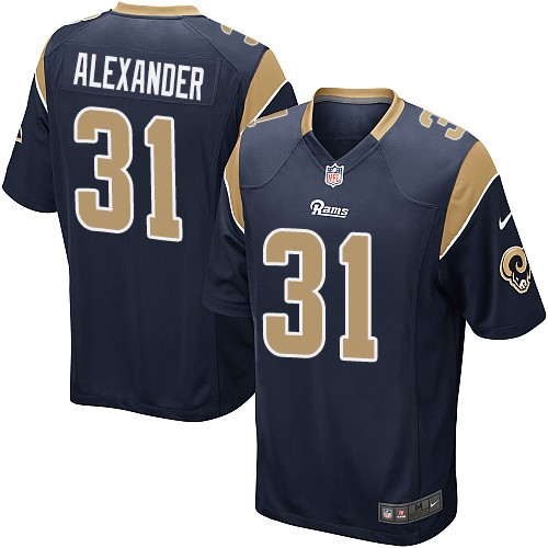 Men's Game Mo Alexander Nike Jersey Navy Blue Home - #31 NFL Los Angeles Rams